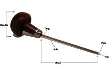 burin: a chisel with a sharp point, used for engraving; a graver