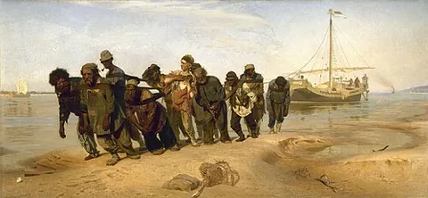 burlak: formerly in Russia, a man employed in dragging barges or ships upstream