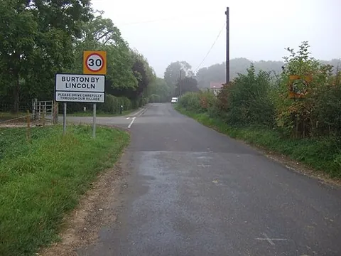 burton-by-lincoln: a village in Burton parish, West Lindsey district, Lincolnshire, England (OS grid ref SK9674)