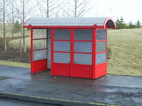bus shelter: a building or other structure constructed at a bus stop, to provide seating and protection from the...