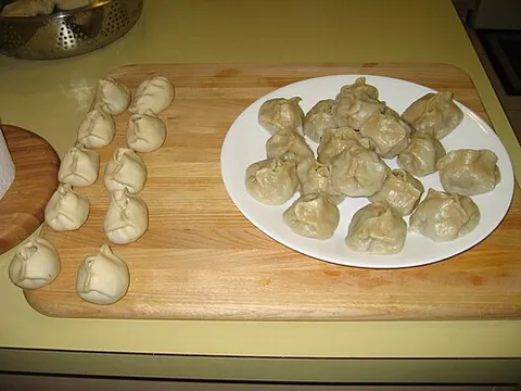 buuz: a Mongolian steamed dumpling filled with meat
