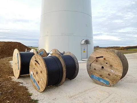 cable drum: a cable reel, on which (electrical) cable is wound for transport and ultimate use
