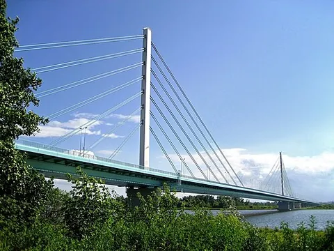 cable-stayed bridge: a bridge where the deck is supported by cables (wire ropes) attached directly to pillars