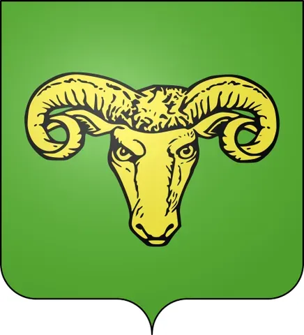 caboshed: shown face-on, showing the full face, but cut off immediately behind the ears and hence showing...