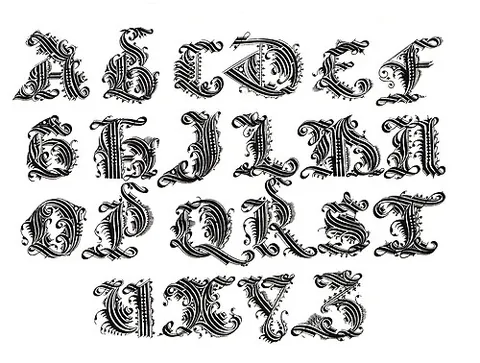 cadel: an ornate capital letter used in calligraphy, consisting of interlaced pen strokes. See...