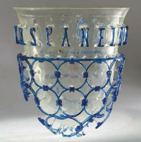 cage cup: an Ancient Roman glass vessel, found from roughly the 4th century, consisting of an inner beaker...