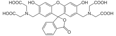 calcein: a fluorescent dye, with chemical formula C₃₀H₂₆N₂O₁₃; related to fluorescein; used in some contexts...
