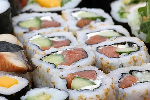 california roll: a popular form of sushi in the United States, commonly made with avocado, cucumber, and crab meat,...