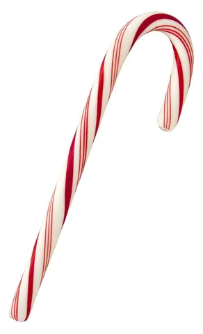 candy cane: an edible candy in the shape of a cane or staff, generally consumed during Christmas time and...