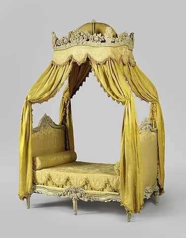 canopy bed: a bed equipped with a canopy
