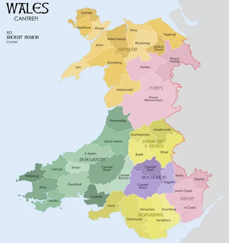 cantref: a mediaeval land division in Wales