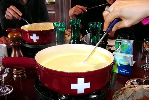 caquelon: a Swiss cooking vessel used to serve fondue