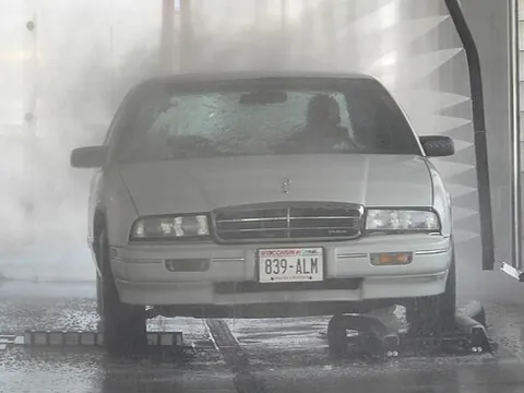 car wash: an event at which people (often students) wash cars, often for a small fee or donation
