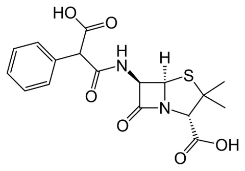 carbenicillin: a broad-spectrum semisynthetic form of penicillin C₁₇H₁₈N₂O₆S used to treat infection by...