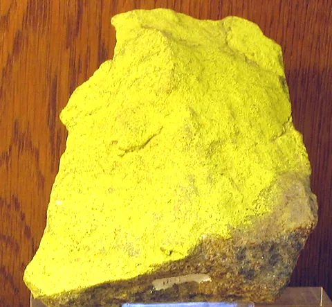 carnotite: a yellow mineral that is a potassium uranyl vanadate that is a major ore of uranium, with the...