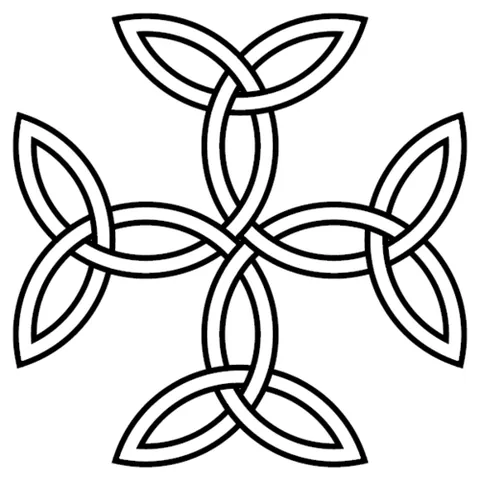 carolingian cross: a cross composed of four triquetrae which meet at the crux by their vertices