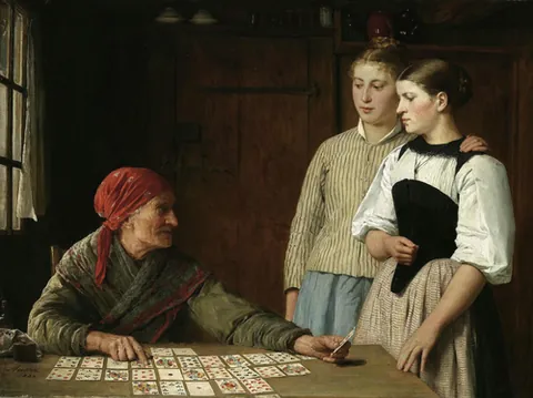 cartomancer: one who practices cartomancy; a fortuneteller who uses cards
