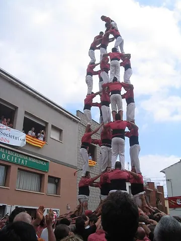 castell: a human tower formed in festivals in Catalonia