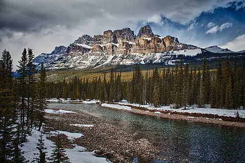 castle mountain: a mountain in the Canadian Rockies, Alberta, Canada, which was renamed Mount Eisenhower in 1946,...