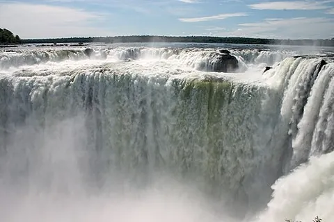 cataract: a (large) waterfall, specifically one flowing over the edge of a cliff