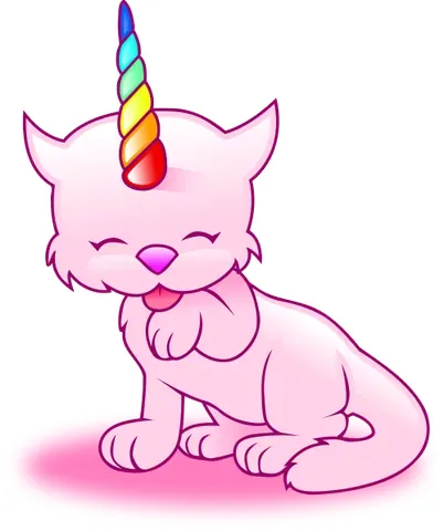 caticorn: a fictional creature which is a cross between a unicorn and a cat, often resembling a cat with a...
