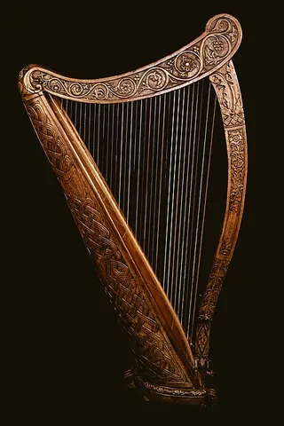 celtic harp: a triangular frame harp traditional to the Celtic nations of northwest Europe