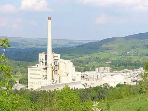 cement works: a factory where building cement (for concrete) is manufactured
