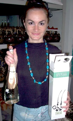 chacha: a traditional Georgian clear strong liquor distilled from pomace