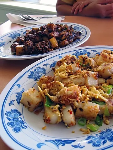 chai tow kway: synonym of turnip cake (often particularly referring to stir-fried preparation popular in South...
