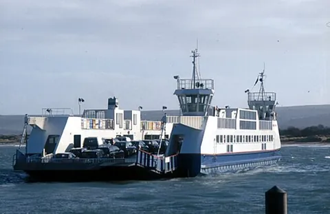 chain ferry: a ferry that is pulled through the water via an attached chain