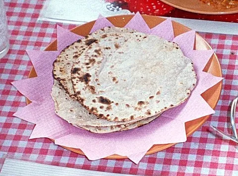 chapati: a flat, unleavened bread from northern India and Pakistan