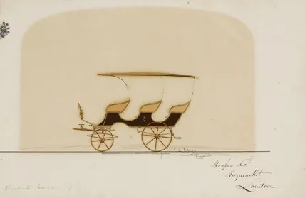 charabanc: a horse-drawn, and then later, motorized omnibus with open sides, and often, no roof