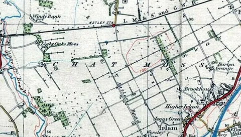 chat moss: a peat bog mostly in rural areas of the City of Salford and Metropolitan Borough of Wigan, Greater...