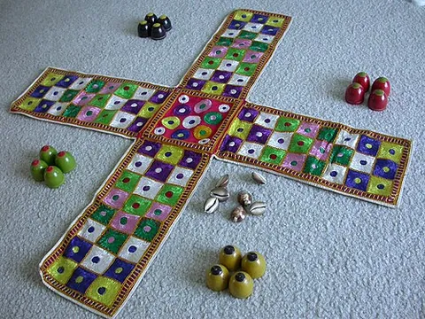 chaupar: an ancient Indian board game similar to pachisi, mentioned in Mahabharata