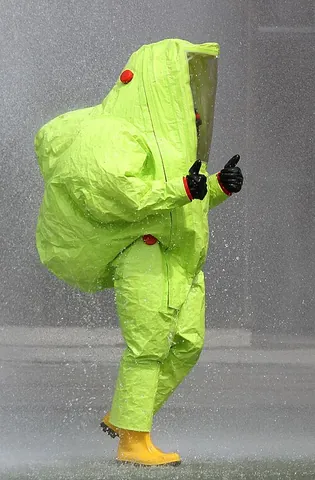 chemical suit: a suit, covering the entire body, intended to protect against chemical hazards
