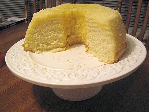 chiffon cake: a very light cake made with vegetable oil, eggs, sugar, flour, baking powder, and flavourings