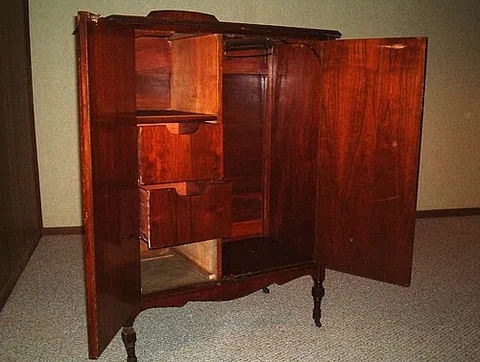 chifforobe: a piece of furniture consisting of a wardrobe combined with a chest of drawers