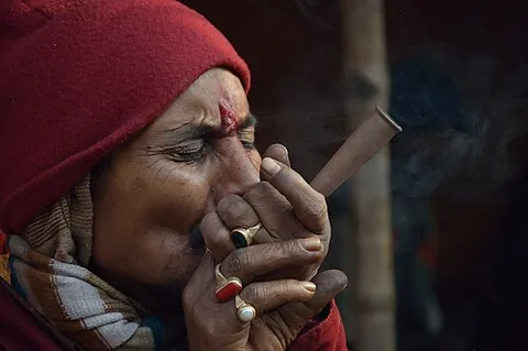 chillum: a conical pipe used for smoking marijuana, usually made of fired clay, porcelain, soapstone, glass...