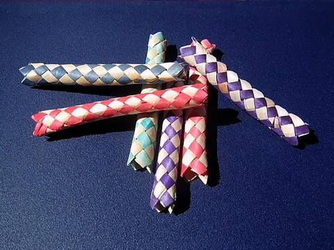 chinese finger trap: a gag toy, used to play practical jokes, that traps the victim's fingers in both ends of a small...