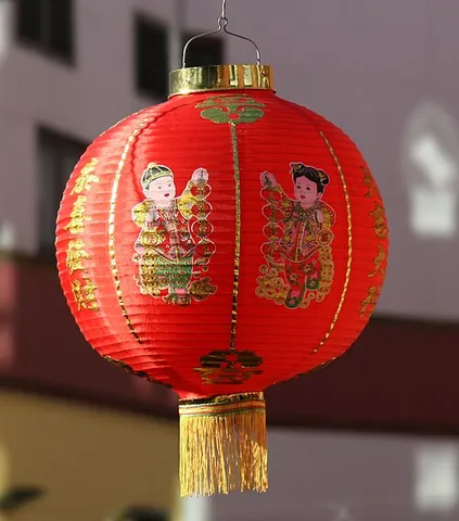 chinese lantern: a paper lantern in bright colours used for decorative purposes, commonly painted with Chinese art...