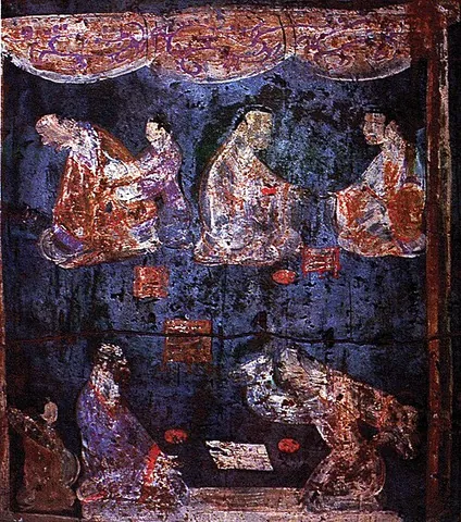 chinese purple: an artificial purple pigment made from barium copper disilicate (“BaO·CuO·(SiO₂)₂”), used in...