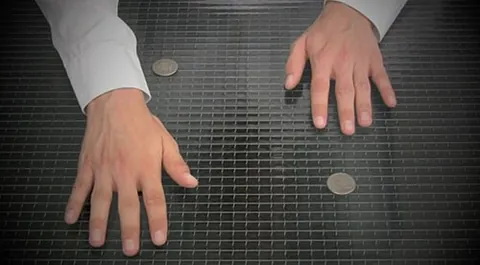 chink-a-chink: a magic trick where four small items appear to move around a mat with just the wave of the...