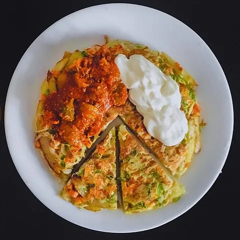 chipsi mayai: a kind of potato-egg omelette popular in Tanzania