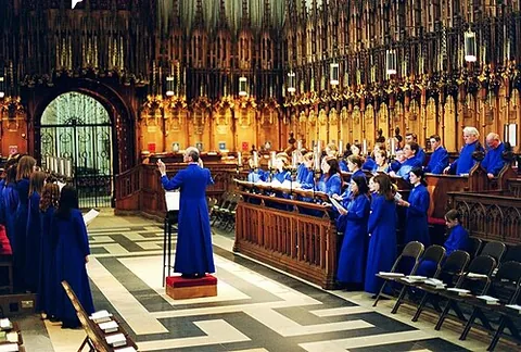 choir: a group of people who sing together; a company of people who are trained to sing together
