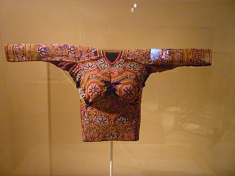 choli: a short-sleeved blouse worn under a sari; an Indian underbodice