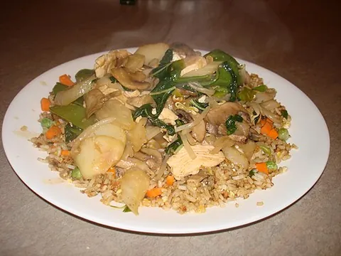 chop suey: a stir-fried vegetable dish, served with pieces of beef or pork in a semi-thick sauce, and often...