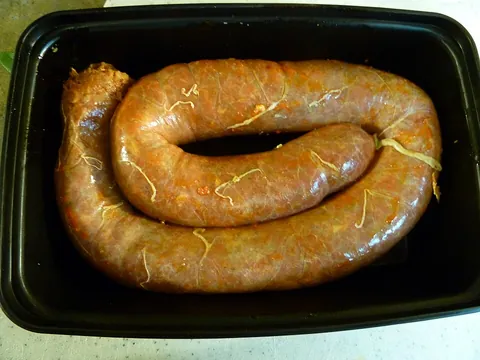 chorizo: a spicy Spanish sausage flavoured with paprika, often crumbled for use in filling tacos,...
