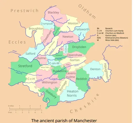 chorlton-on-medlock: an inner city area of Manchester, England; a former separate town and parish