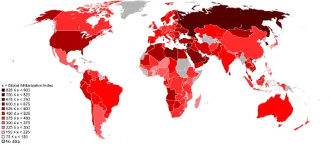 choropleth map: a thematic map in which the distribution of some property is shown using different colours