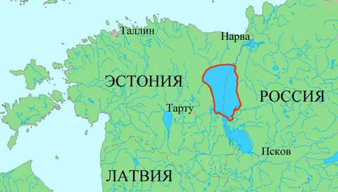 chudskoye: a large freshwater lake on the border between Russia and Estonia, part of the larger...